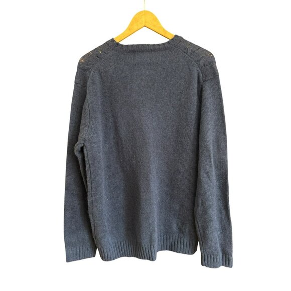 Line Of Trade Navy Blue Shetland Wool Mariner Cable Knit Sweater Size Large EUC - Picture 4 of 5